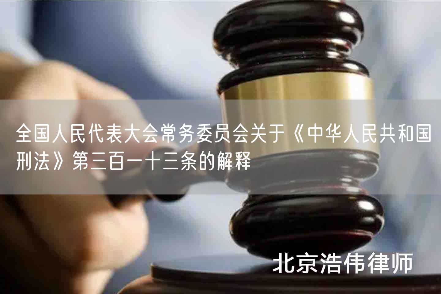 全国人民代表大会常务委员会关于《中华人民共和国刑法》第三百一十三条的解释